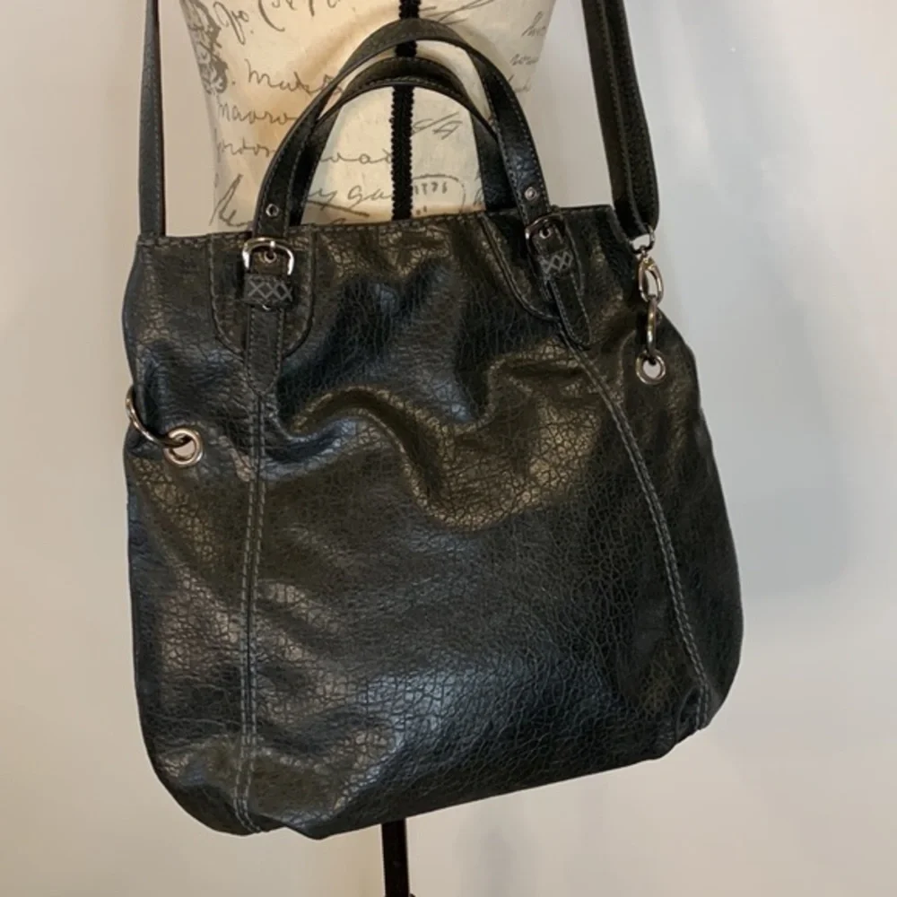 Nine West faux leather fold over convertible crossbody bag 15x13x3”